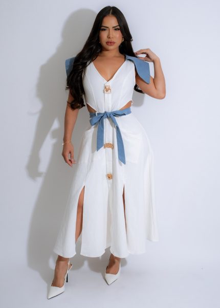Sandline Contrast Midi Dress White