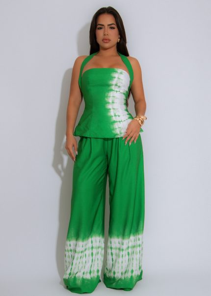 Palm Mirage Pant Set Green