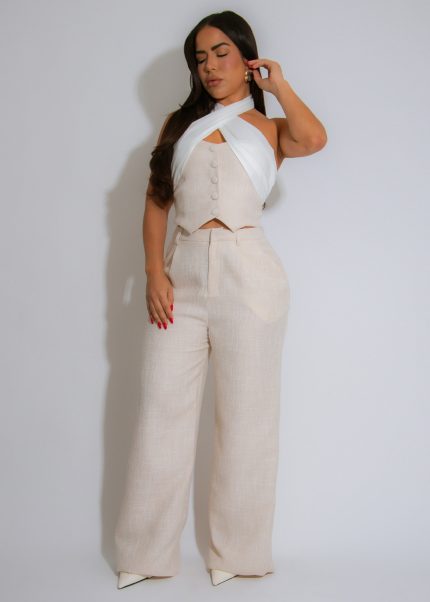 Effortless Elegance Pant Set Nude