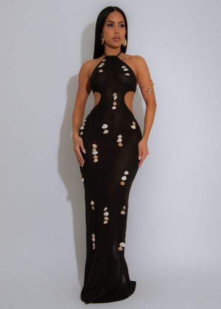 Travel Addict Knit Maxi Dress Black
