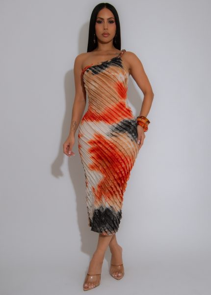 Wildfire Dream Mesh Midi Dress Orange