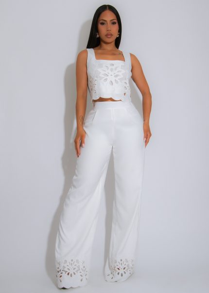 Core Competency Floral Pant Set White