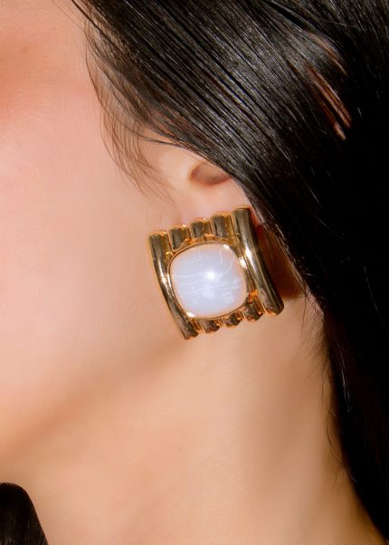 Retro Luxe Studs Earrings White