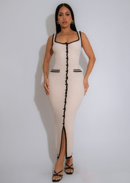 Chic Avenue Knit Maxi Dress Nude