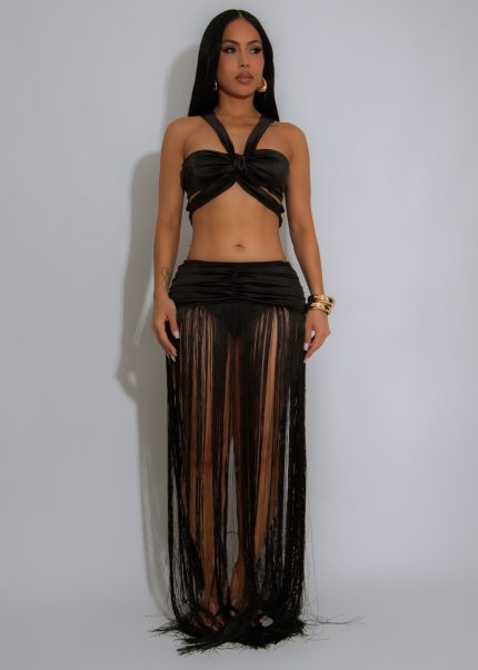Sway Luxe Ruched Skirt Set Black