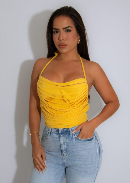 Palma Tie Crop Top Yellow