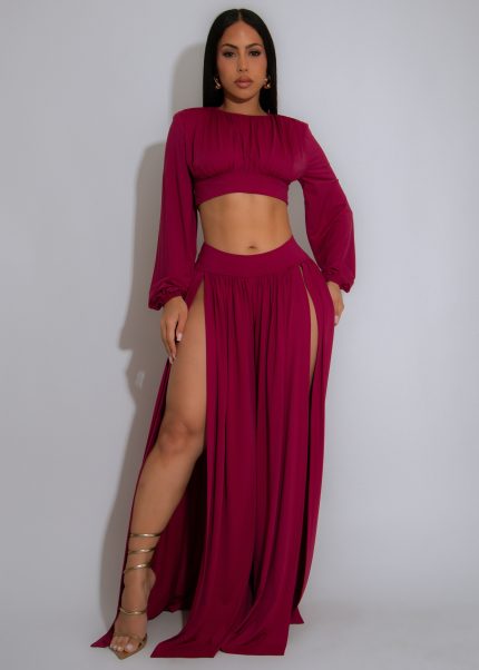 Celeste Calm Ruched Pant Set Red