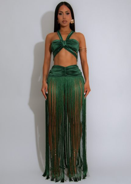 Sway Luxe Ruched Skirt Set Green