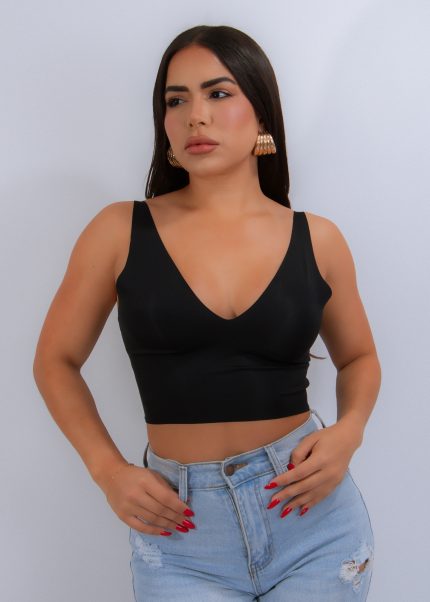 Vera Contour Crop Top Black