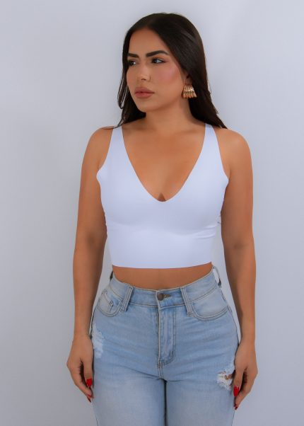 Vera Contour Crop Top White