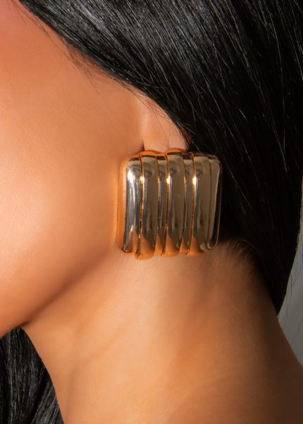 Power Frame Earrings Gold