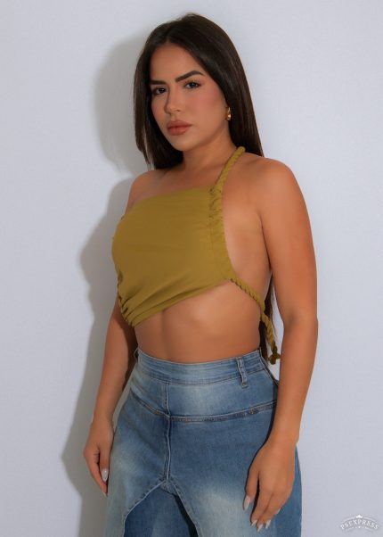 Twist Tide Crop Top Green