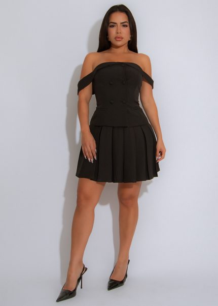 Soft Authority Skirt Set Black