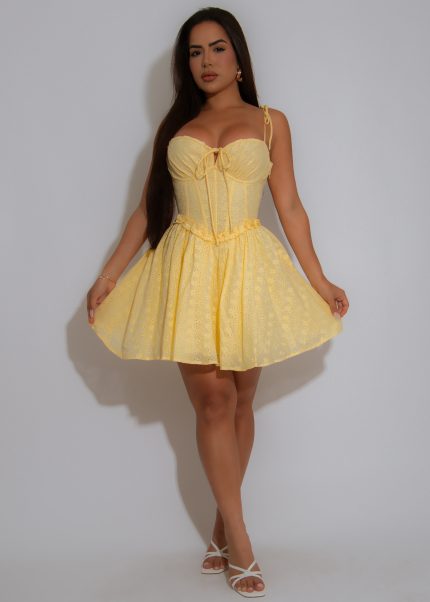 Daisy Daze Floral Mini Dress Yellow