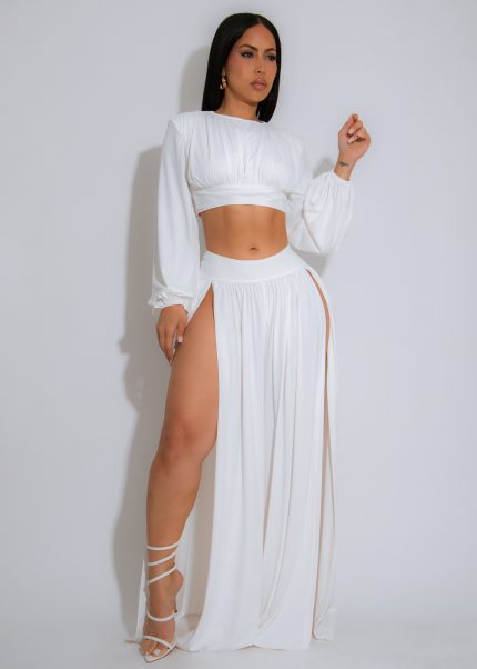 Celeste Calm Ruched Pant Set White