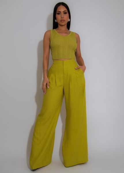 Make It Teamwork Glitter Pant Set Light Green