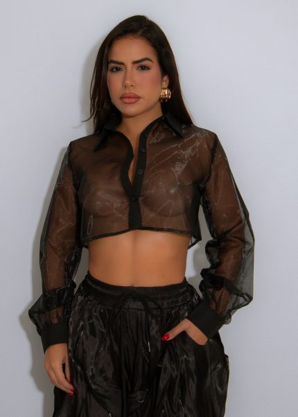 Glass Pop Crop Top Black