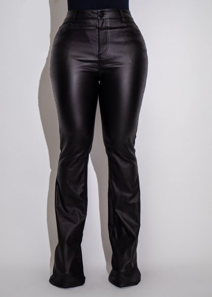 Obsidian Flair Faux Leather Pants Black