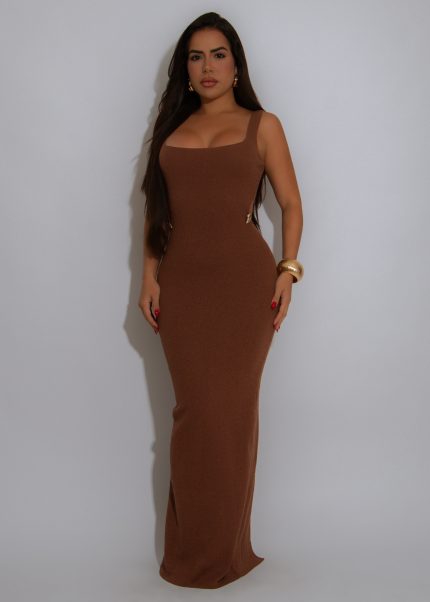 Sculpted Intentions Maxi Dress Brown