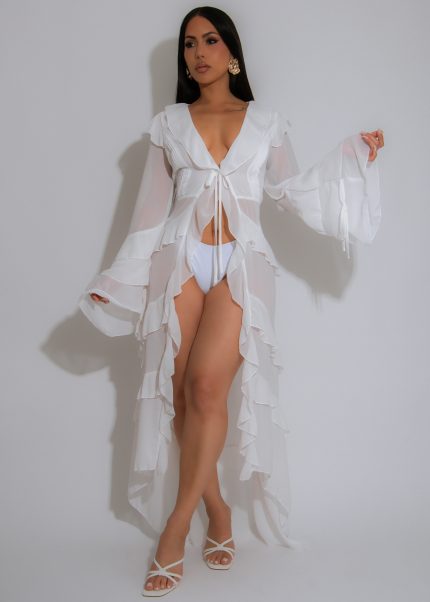 Romance Cascade Maxi Dress White