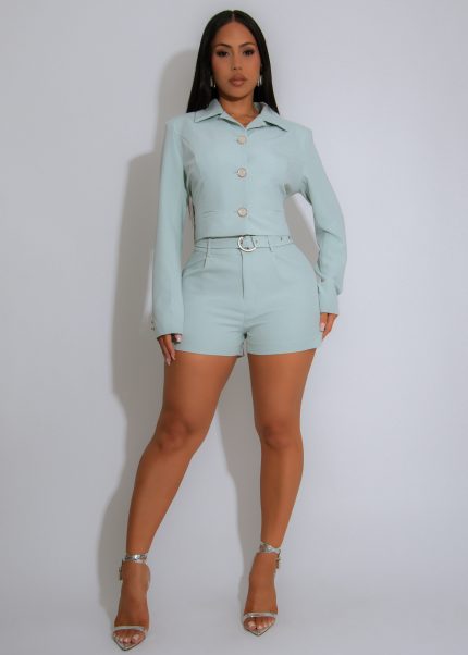 The Uptown Snap Short Set Green