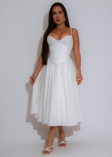 Whisper Skies Midi Dress White