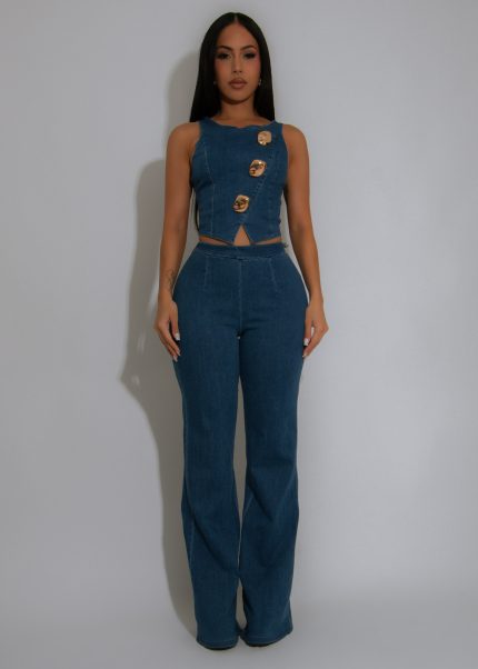 The Statement Pant Set Dark Denim