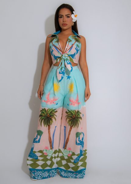 Island Reverie Pant Set Blue