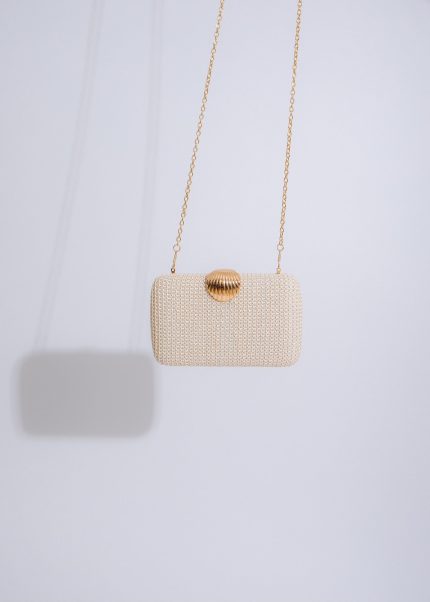 Seashell Weave Clutches Nude