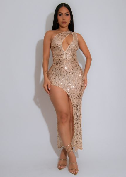 Afterglow Sequin Maxi Dress Gold