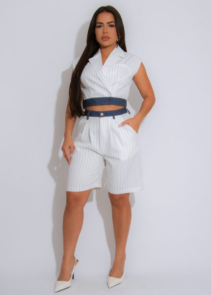 Coastal Energy Stripes Short Set White