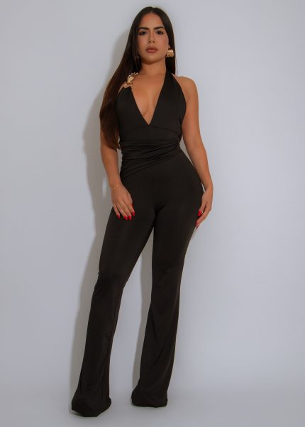 Elysian Nights Ruched Jumpsuit Black