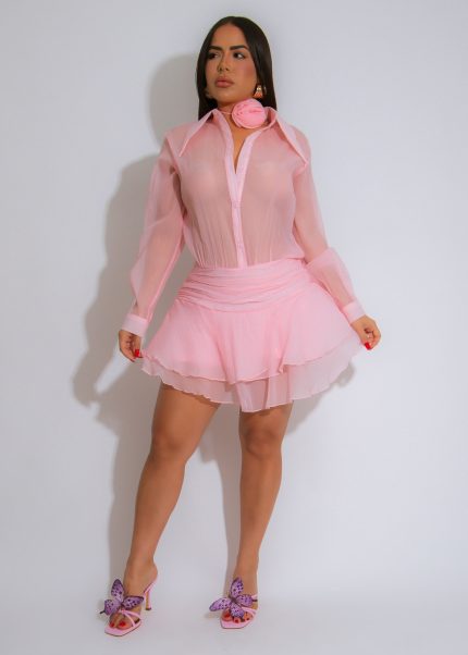 Parisian Bloom Floral Mini Dress Pink
