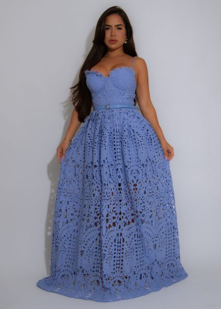 Mystic River Lace Maxi Dress Blue