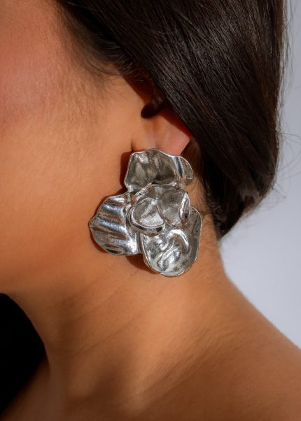 Liquid Bloom Earrings Silver