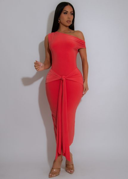 Tied Intentions Midi Dress Orange