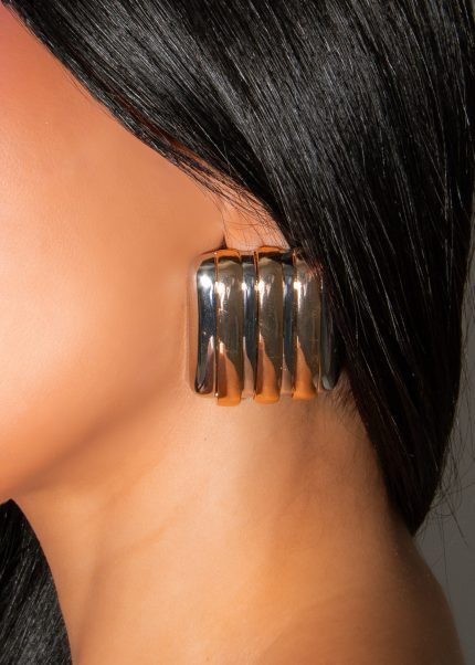 Power Frame Earrings Silver Gold
