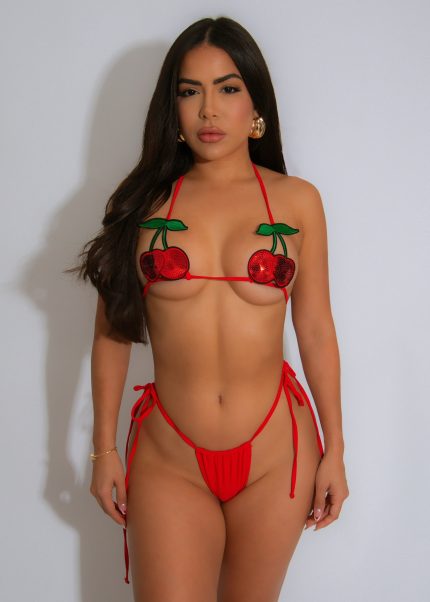 Tropic Twist Cherry Sequin Bikini Red*