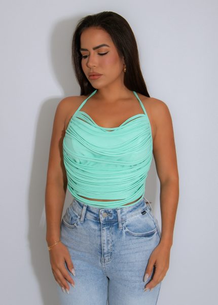 Palma Tie Crop Top Green