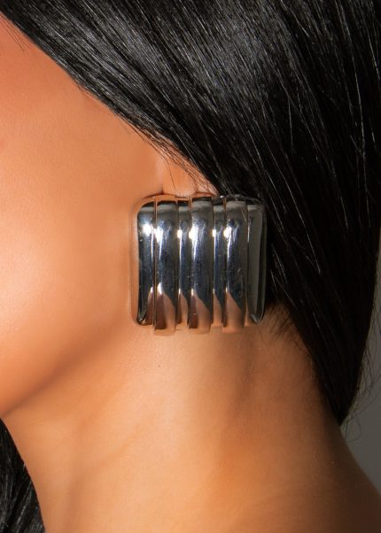 Power Frame Earrings Silver