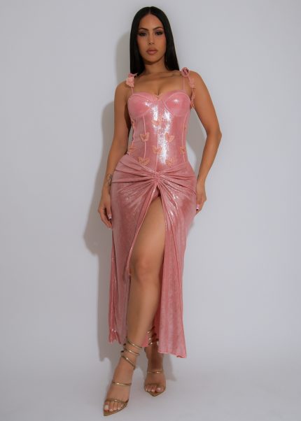 Flutter Dreams Ruched Skirt Set Pink