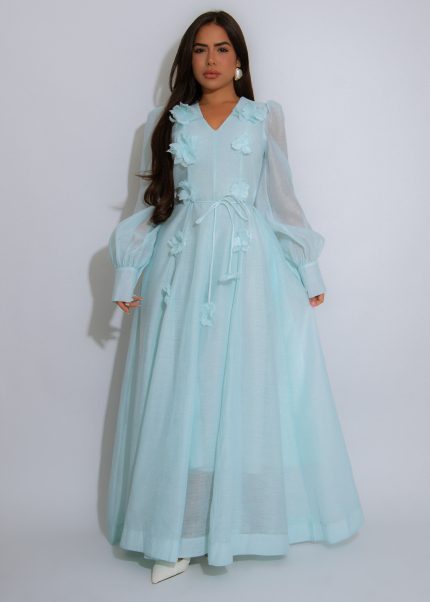 Evermore Elegance Floral Maxi Dress Blue