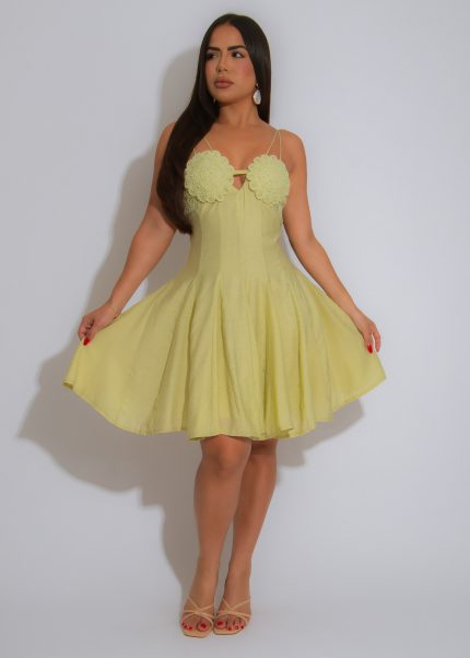 Wish Upon A Star Lace Pearls Mini Dress Green