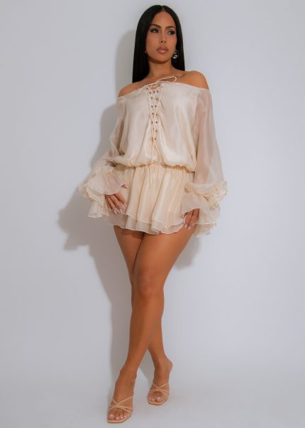 Sunspell Floral Mini Dress Nude