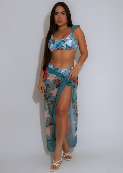 Island Bloom Floral Bikini Set Blue