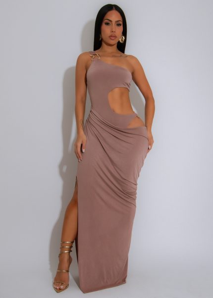 Serpent Seduction Maxi Dress Nude