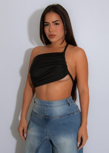 Twist Tide Crop Top Black