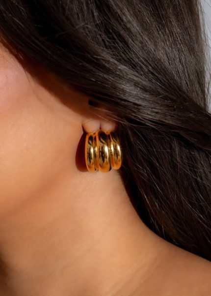 Waves Hoops Earrings Gold
