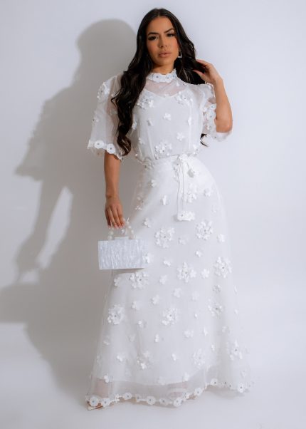 Floral Beauty Skirt Set White