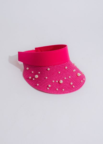 Mind On Vacay Mode Pearls Visor Hat Pink